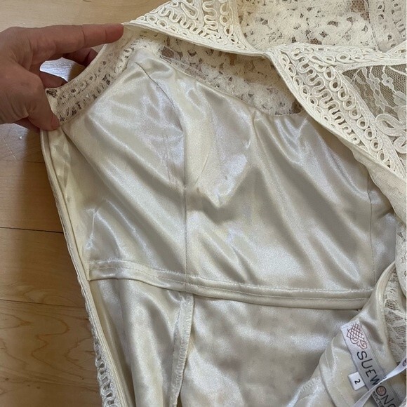 Sue Wong Nocturne Bateau Neckline Embroidered Sheath Dress Creamy Ivory 2 NWOT - Picture 9 of 13